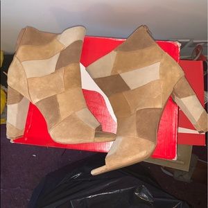 Suede patchwork booties